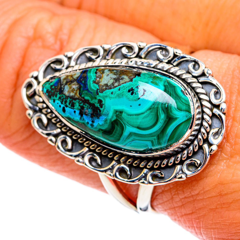 Malachite In Chrysocolla Rings handcrafted by Anasilvercos - RING79118