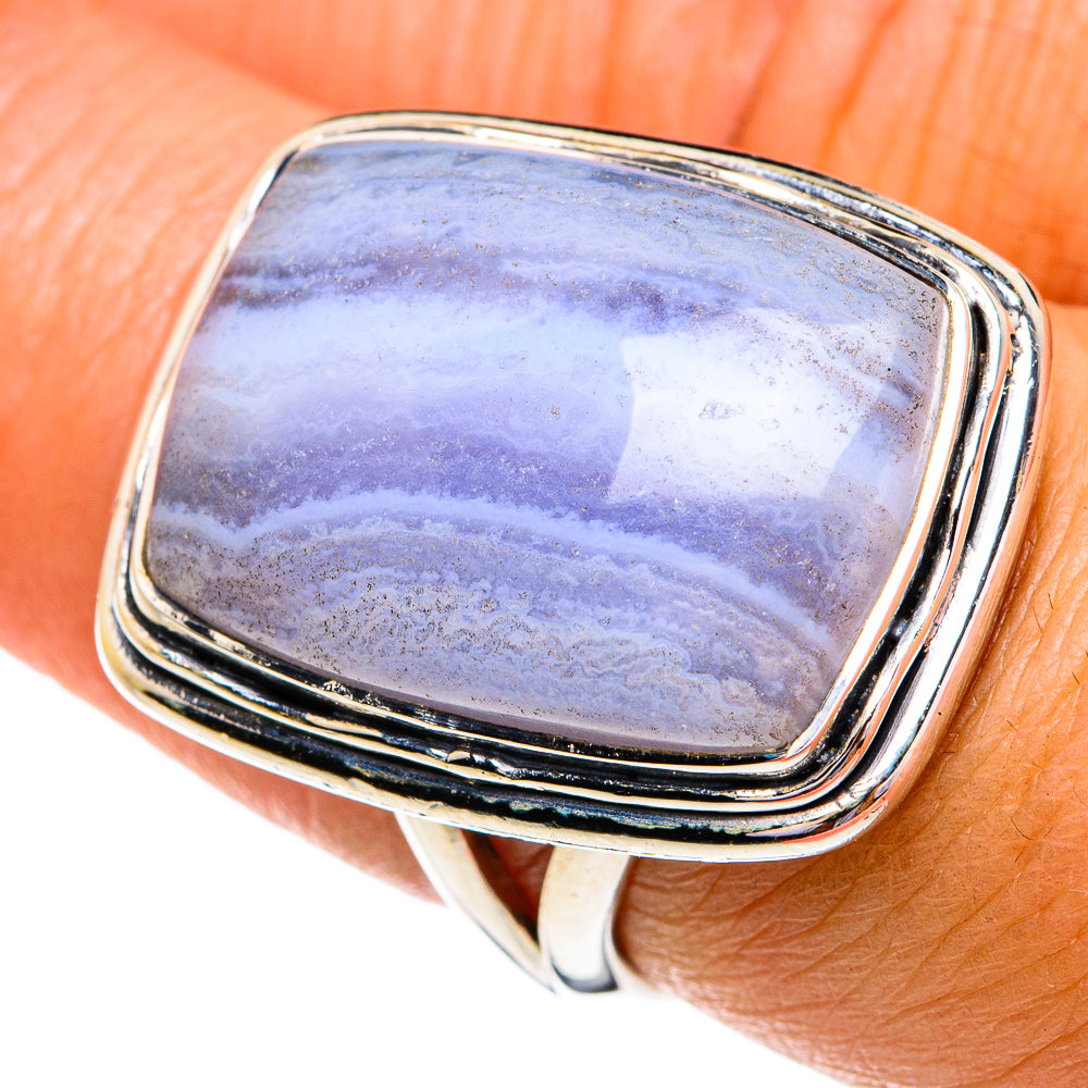 Blue Lace Agate Rings handcrafted by Anasilvercos - RING79224