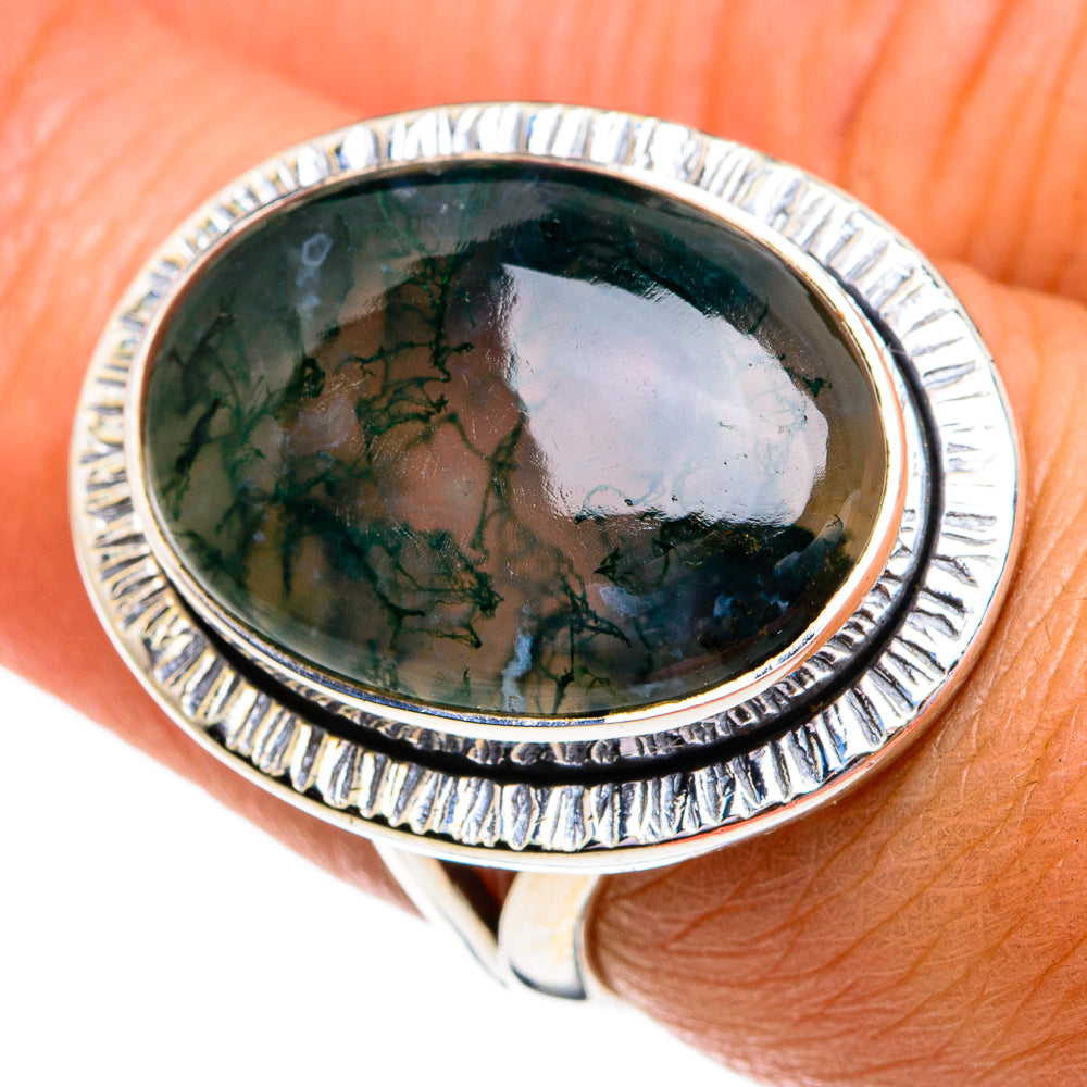 Green Moss Agate Rings handcrafted by Anasilvercos - RING79289