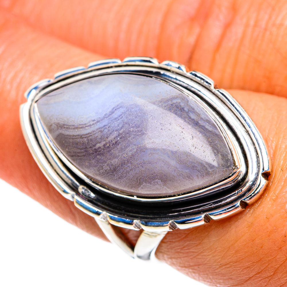 Blue Lace Agate Rings handcrafted by Anasilvercos - RING79305