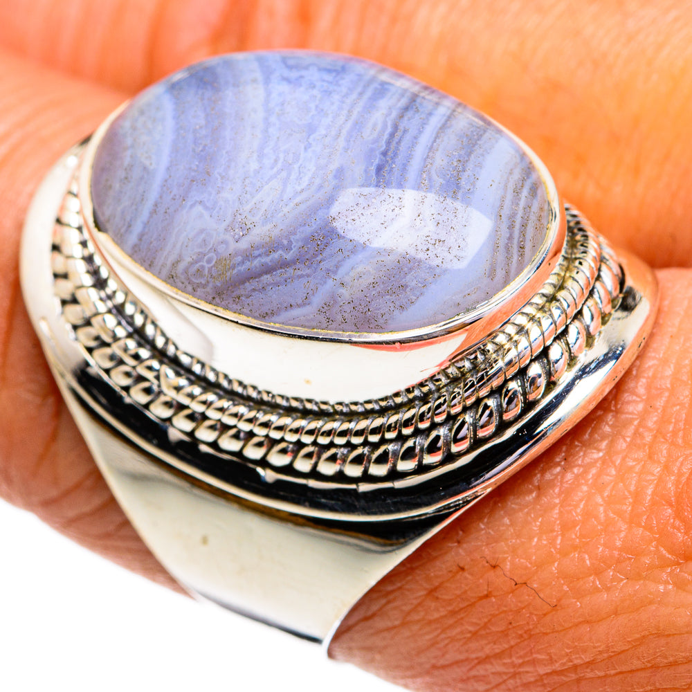 Blue Lace Agate Rings handcrafted by Anasilvercos - RING79366