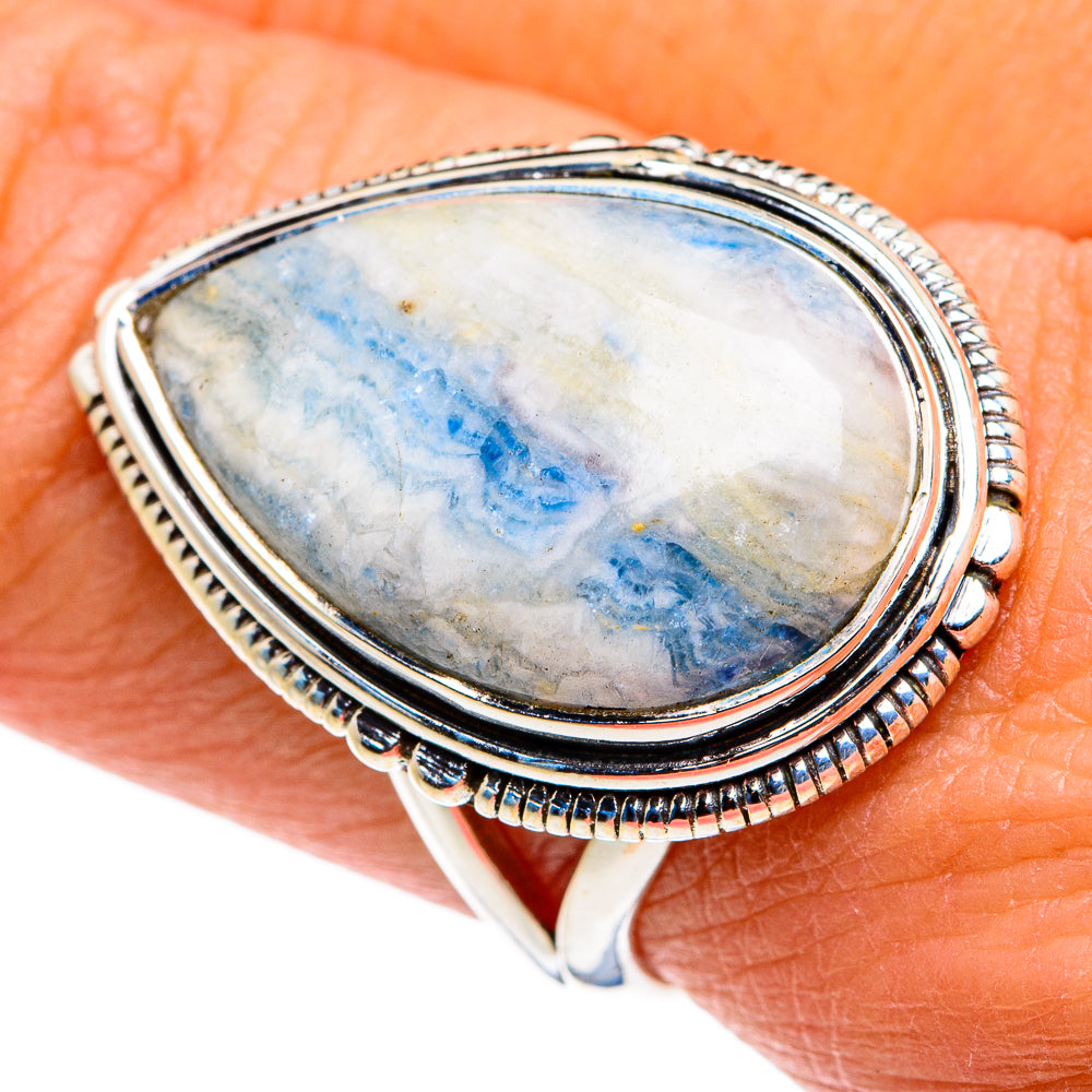 Blue Scheelite Rings handcrafted by Anasilvercos - RING79412