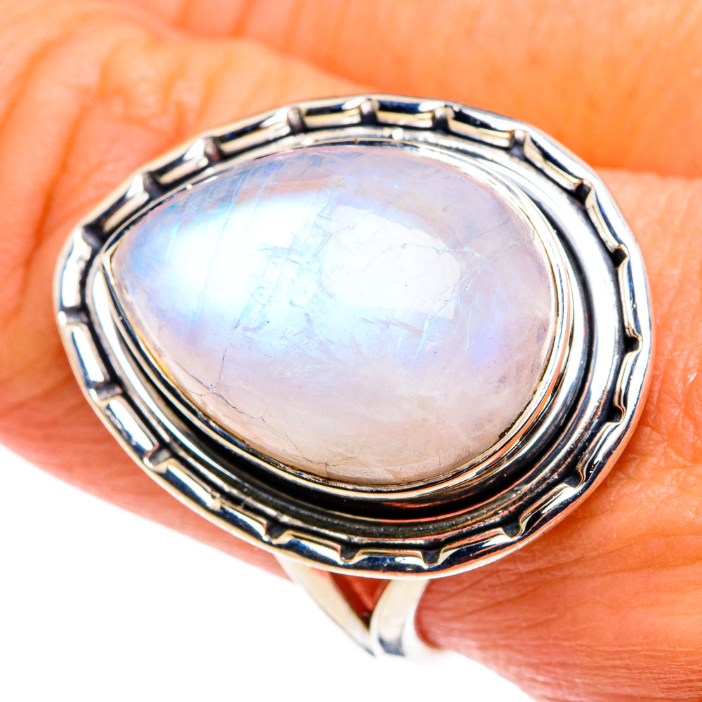 Rainbow Moonstone Rings handcrafted by Anasilvercos - RING79437