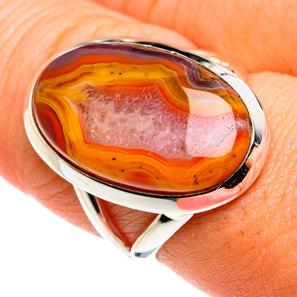 Orange Botswana Agate Rings handcrafted by Anasilvercos - RING79486