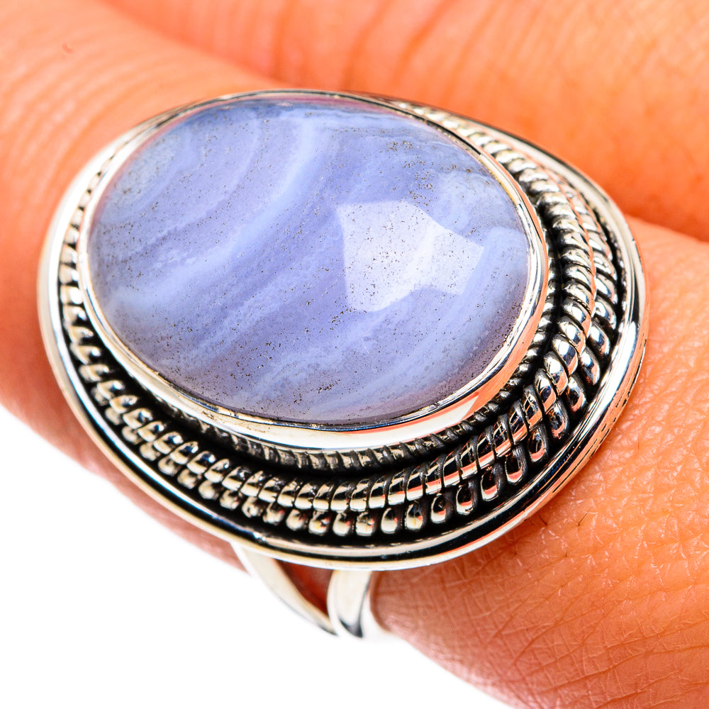 Blue Lace Agate Rings handcrafted by Anasilvercos - RING79667