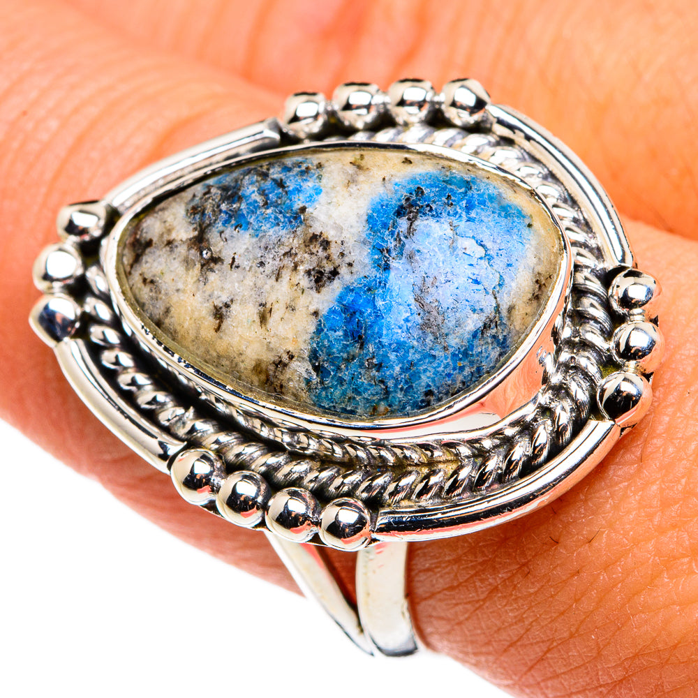 K2 Blue Azurite Rings handcrafted by Anasilvercos - RING79715