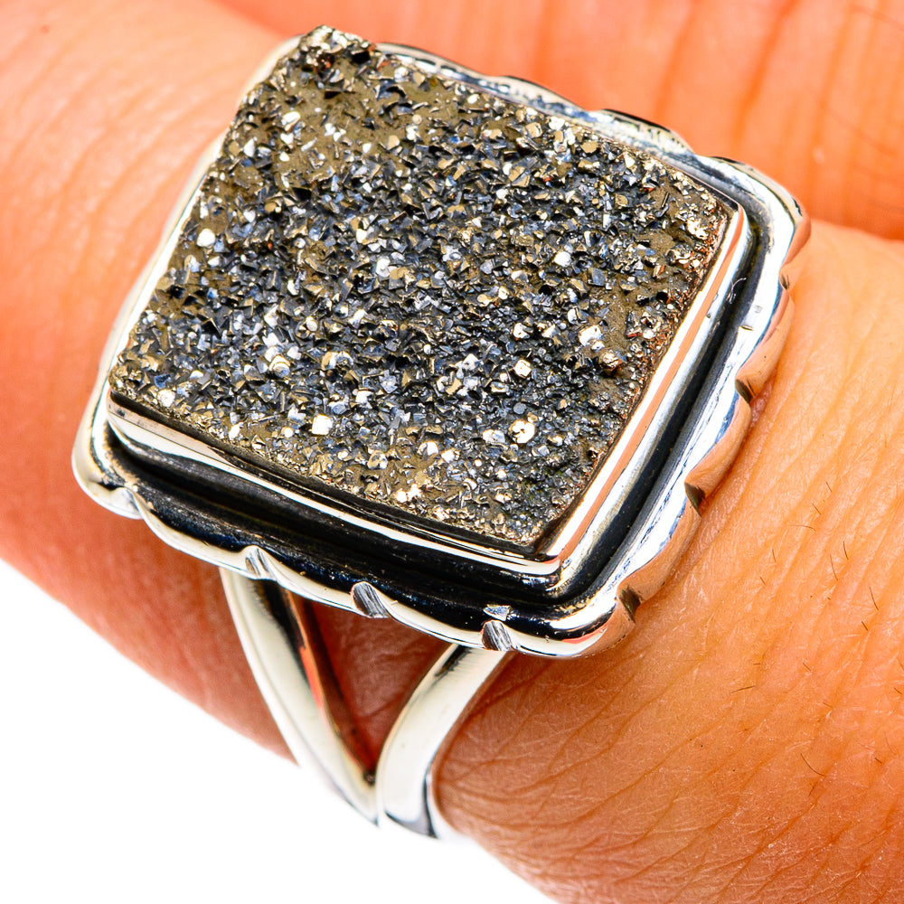 Spectro Pyrite Druzy Rings handcrafted by Anasilvercos - RING79768