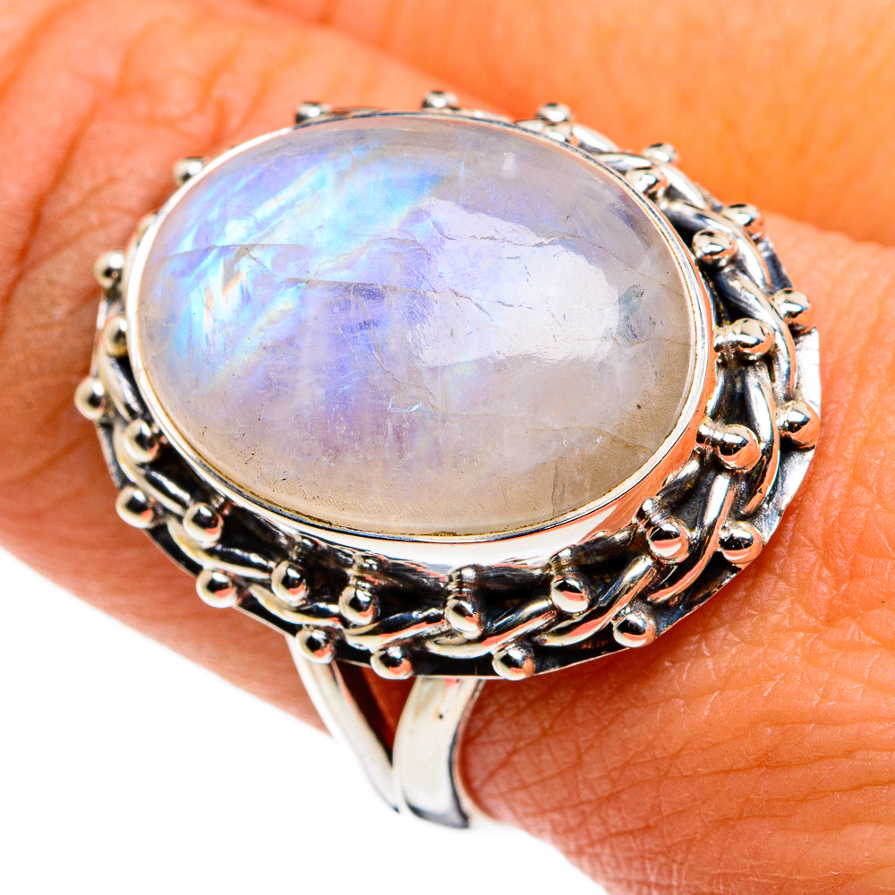 Rainbow Moonstone Rings handcrafted by Anasilvercos - RING79842