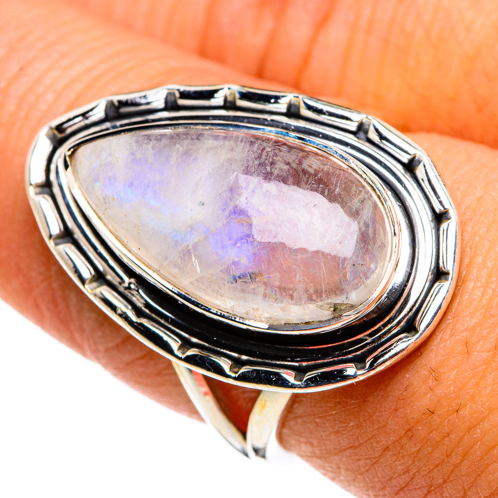 Rainbow Moonstone Rings handcrafted by Anasilvercos - RING79875