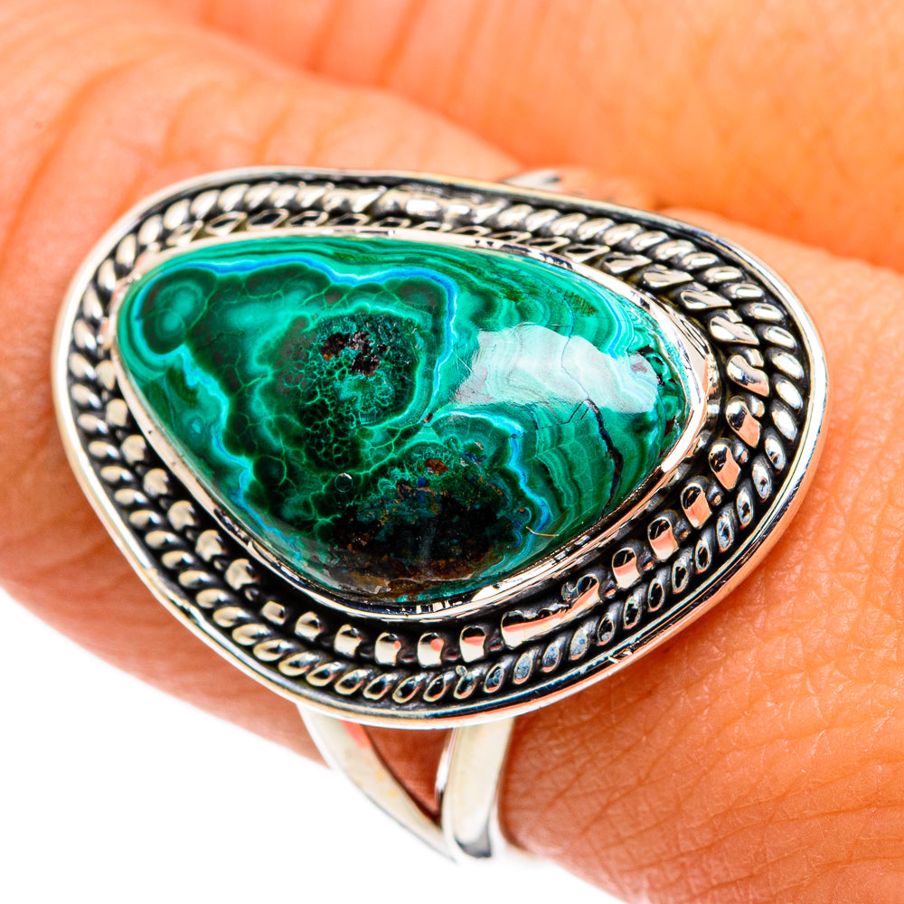 Malachite In Chrysocolla Rings handcrafted by Anasilvercos - RING79917