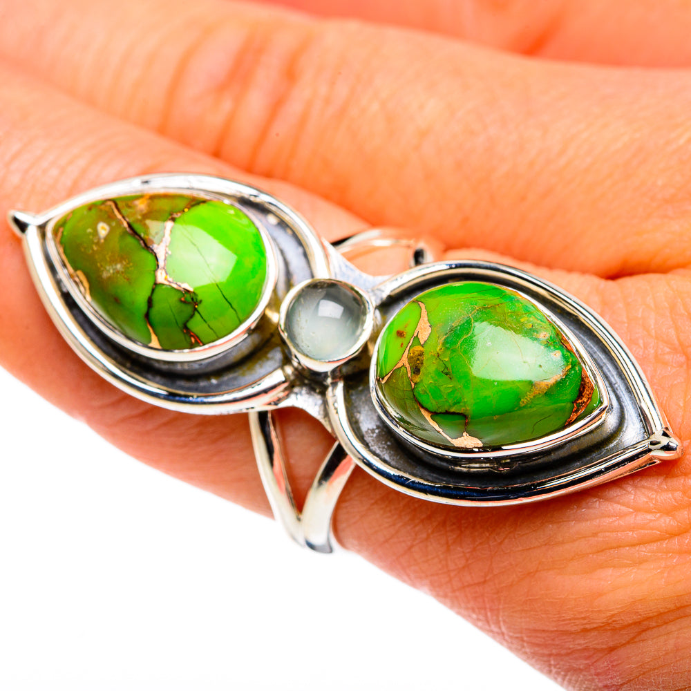 Green Copper Composite Turquoise Rings handcrafted by Anasilvercos - RING79936