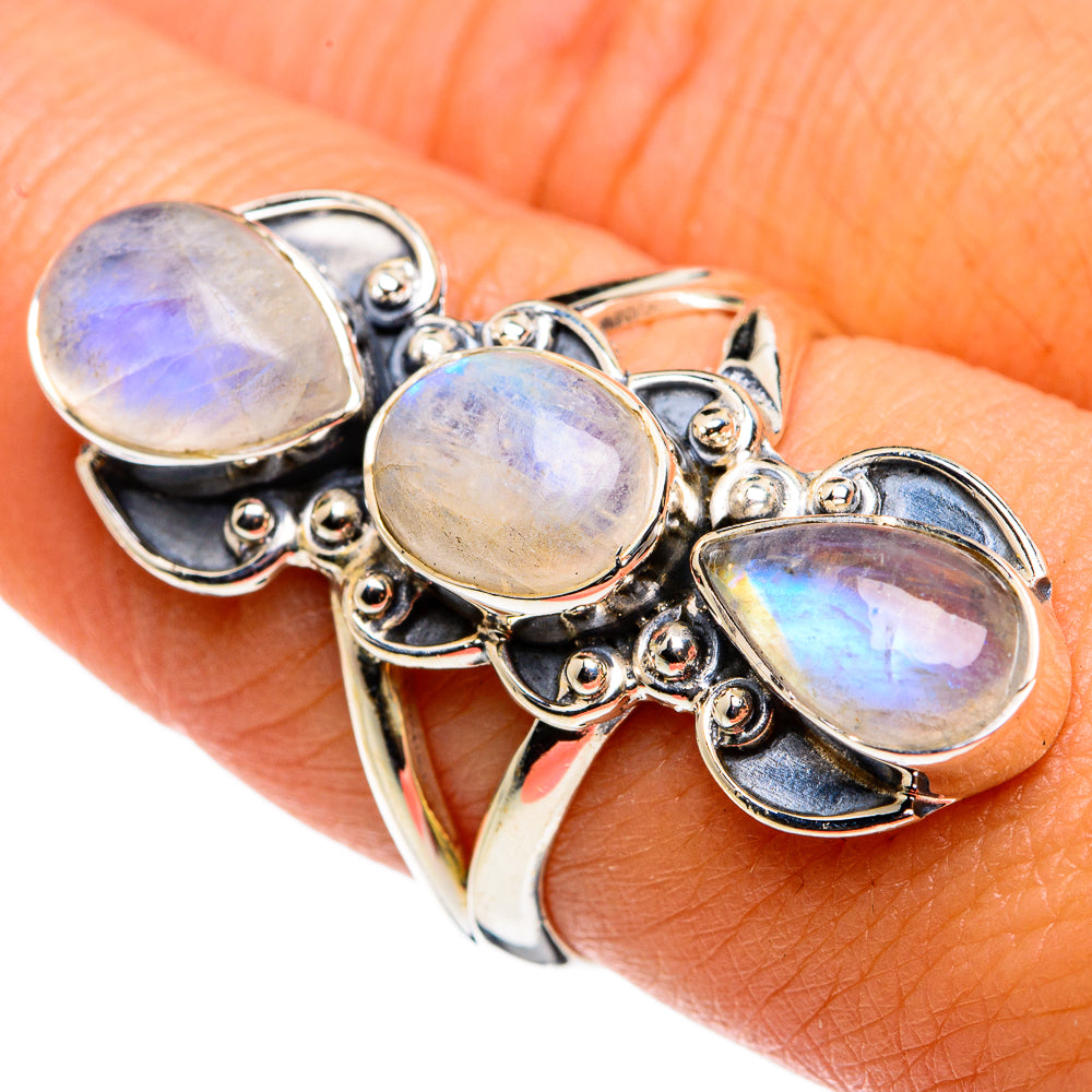 Rainbow Moonstone Rings handcrafted by Anasilvercos - RING79954