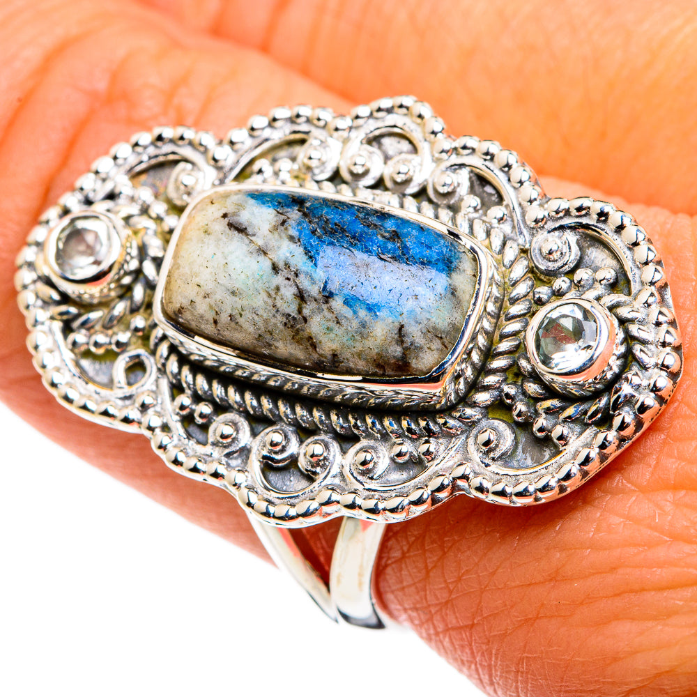 K2 Blue Azurite Rings handcrafted by Anasilvercos - RING79964