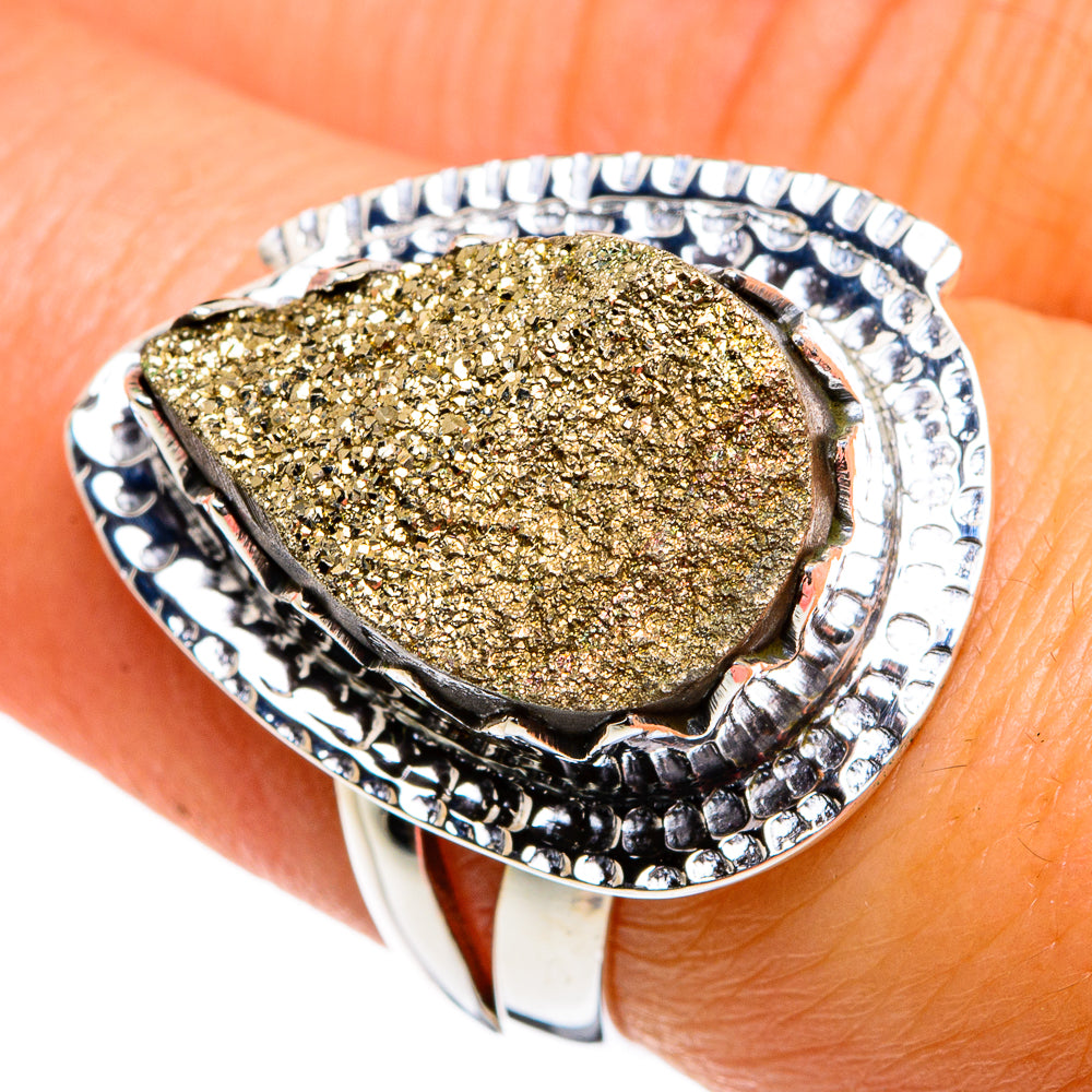 Spectro Pyrite Druzy Rings handcrafted by Anasilvercos - RING79996
