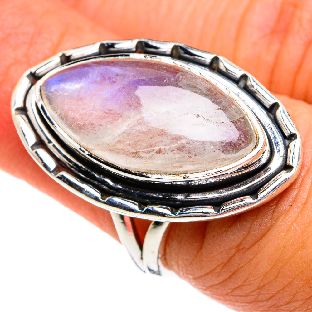 Rainbow Moonstone Rings handcrafted by Anasilvercos - RING80036