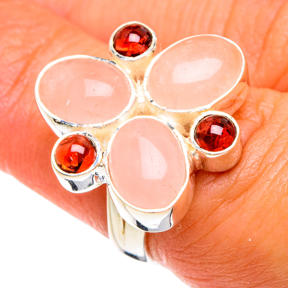 Rose Quartz Rings handcrafted by Anasilvercos - RING80092