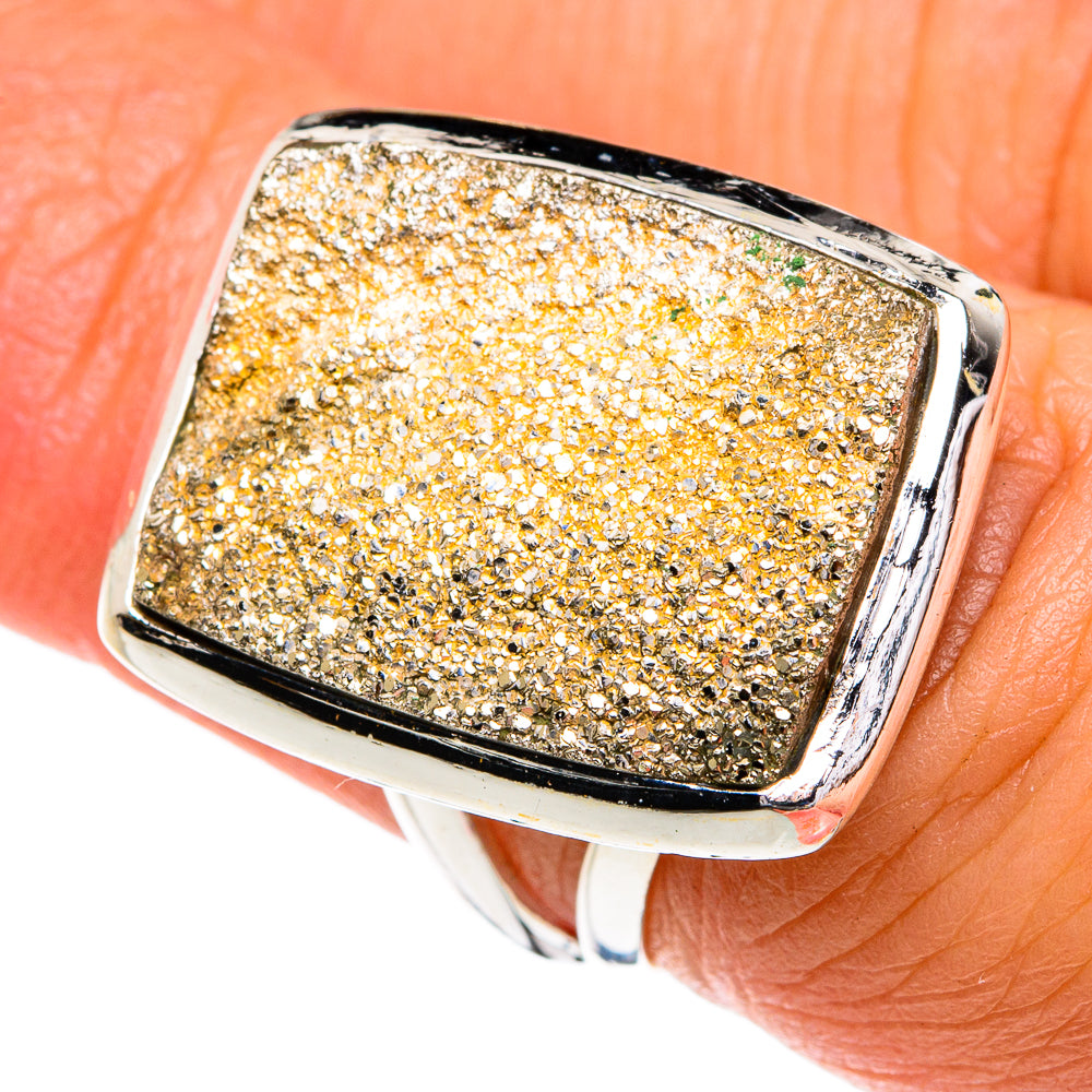 Spectro Pyrite Druzy Rings handcrafted by Anasilvercos - RING80097