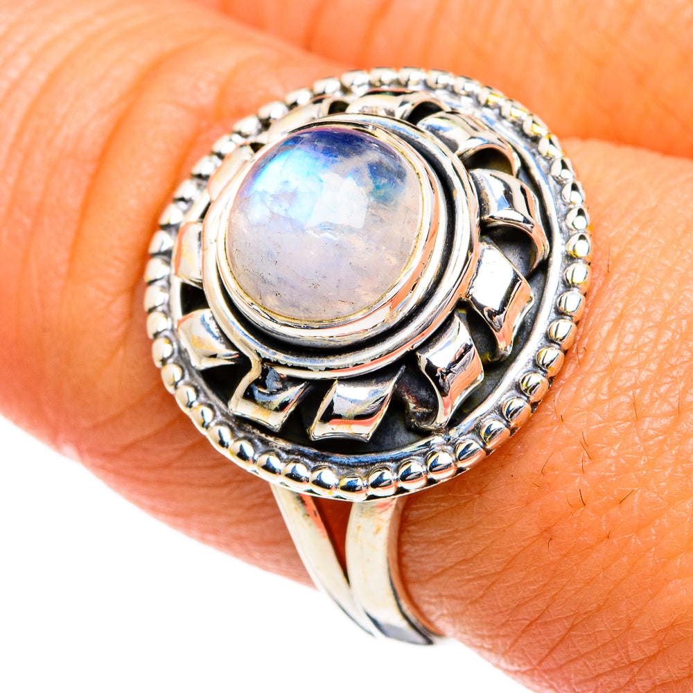 Rainbow Moonstone Rings handcrafted by Anasilvercos - RING80134