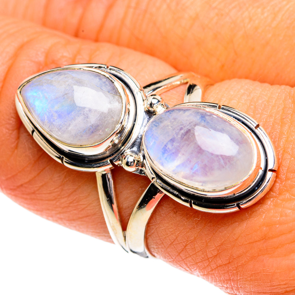 Rainbow Moonstone Rings handcrafted by Anasilvercos - RING80164