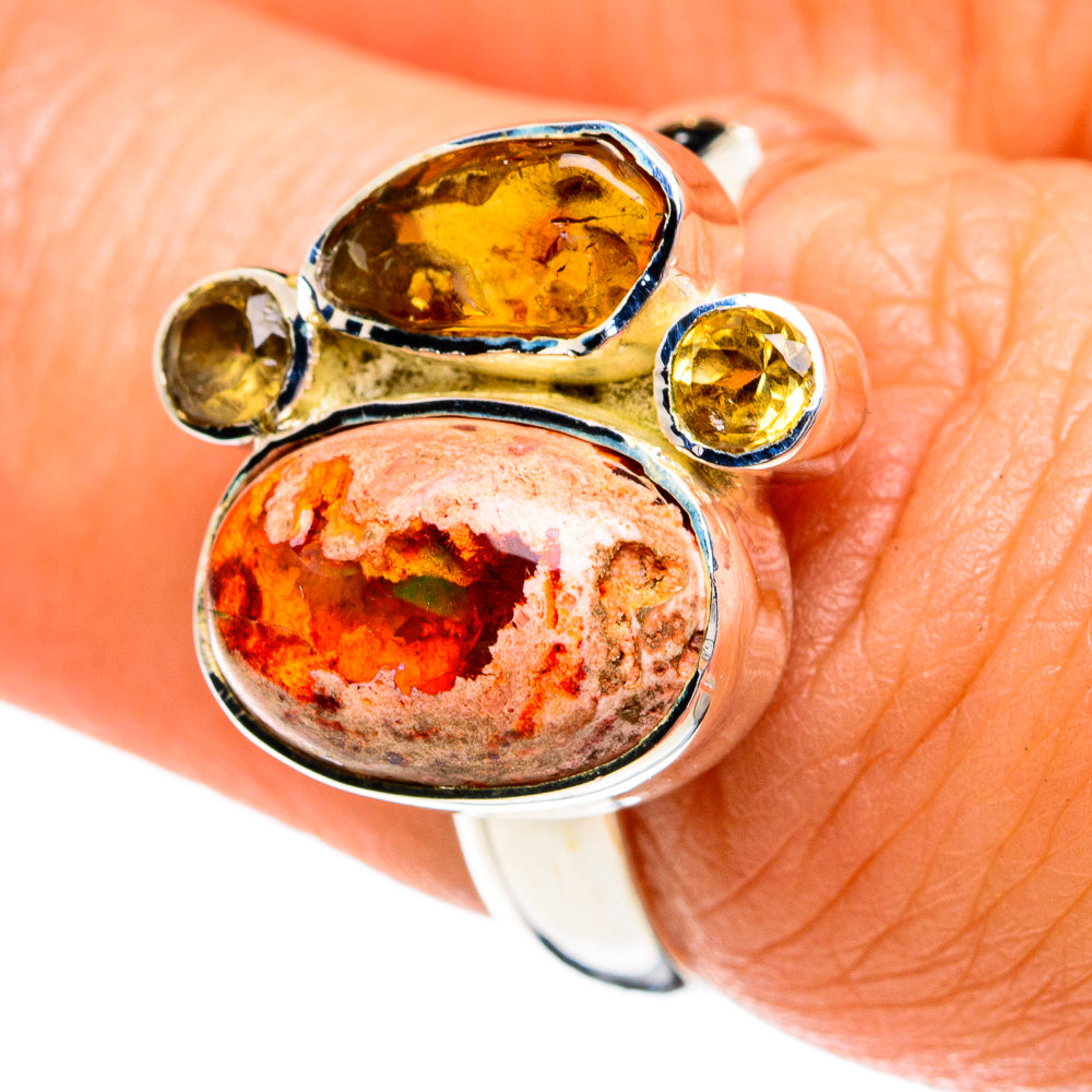 Mexican Fire Opal Rings handcrafted by Anasilvercos - RING80168
