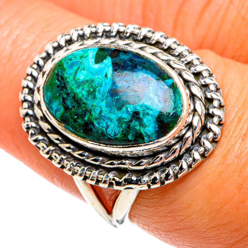 Malachite In Chrysocolla Rings handcrafted by Anasilvercos - RING80171