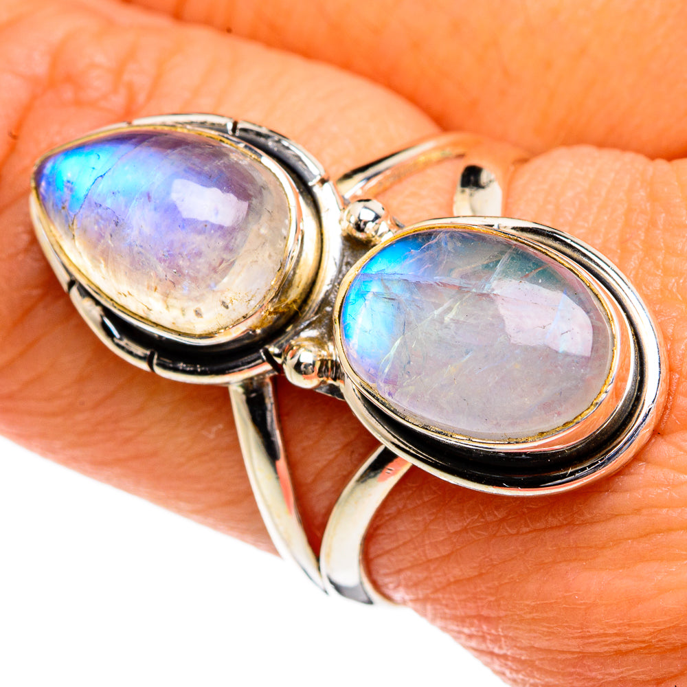 Rainbow Moonstone Rings handcrafted by Anasilvercos - RING80194