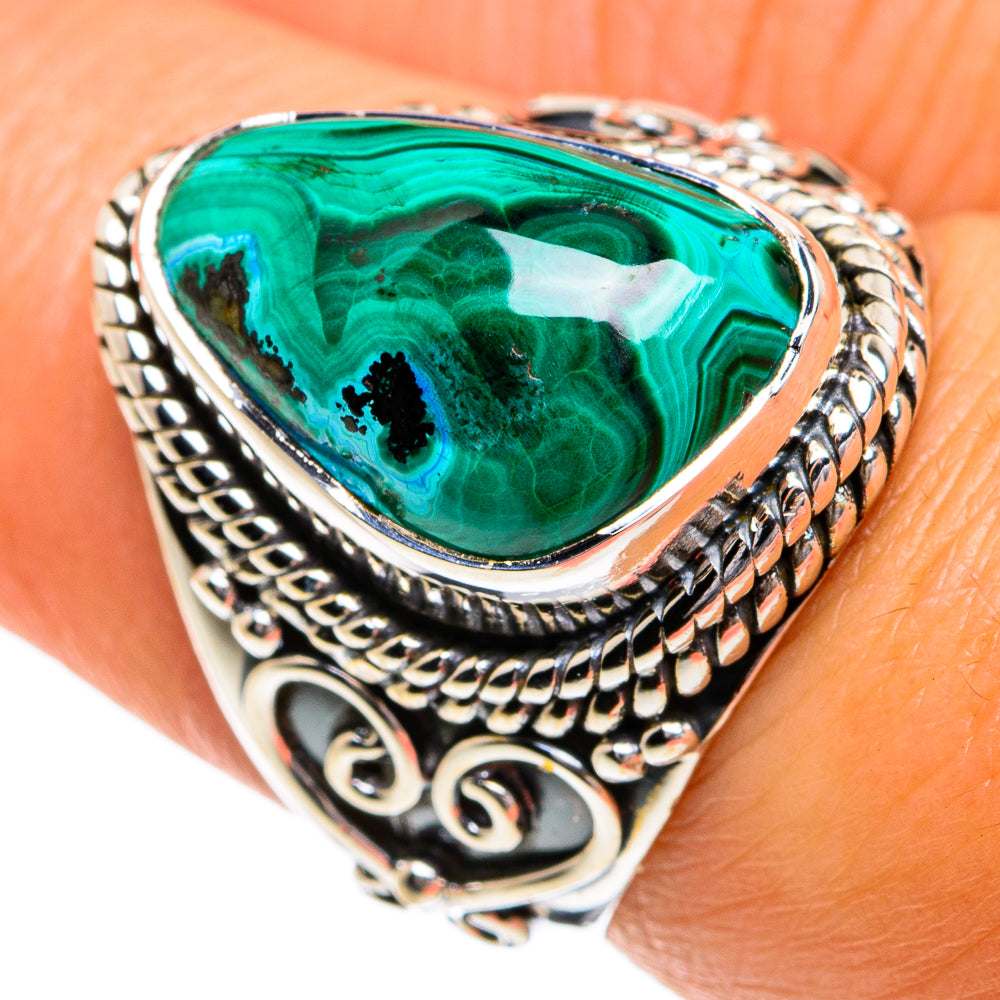 Malachite In Chrysocolla Rings handcrafted by Anasilvercos - RING80206