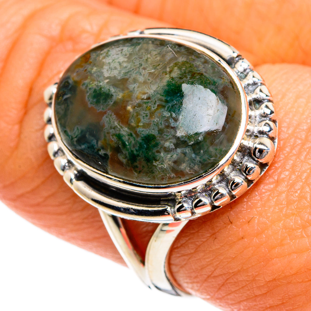 Green Moss Agate Rings handcrafted by Anasilvercos - RING80227