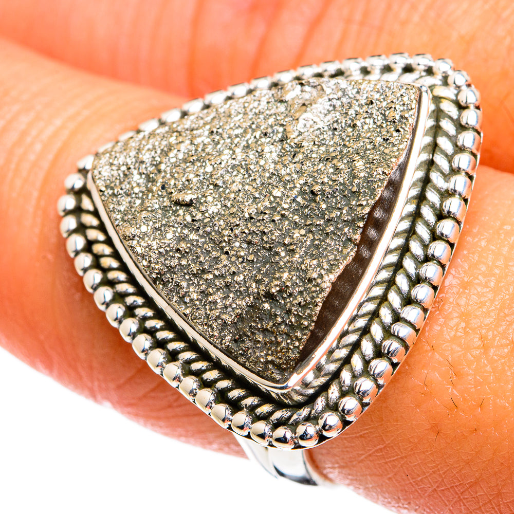 Spectro Pyrite Druzy Rings handcrafted by Anasilvercos - RING80264