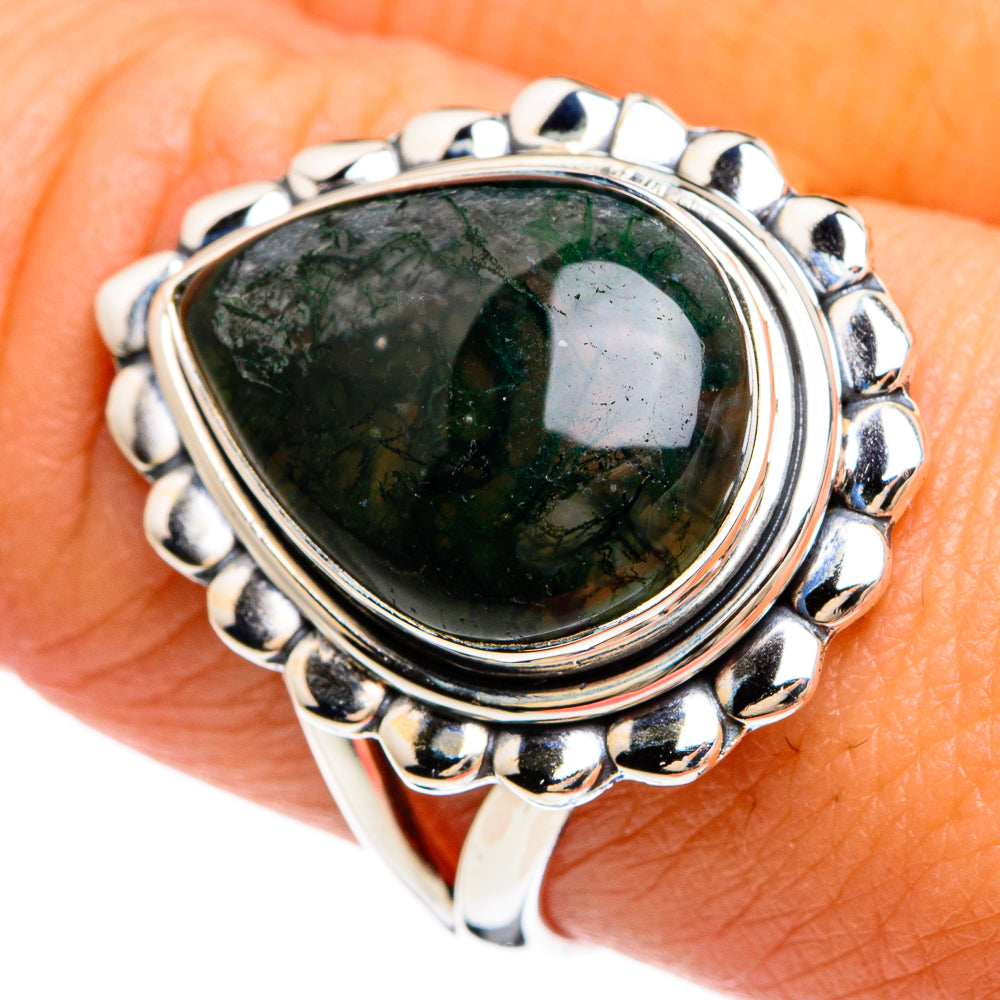 Green Moss Agate Rings handcrafted by Anasilvercos - RING80338