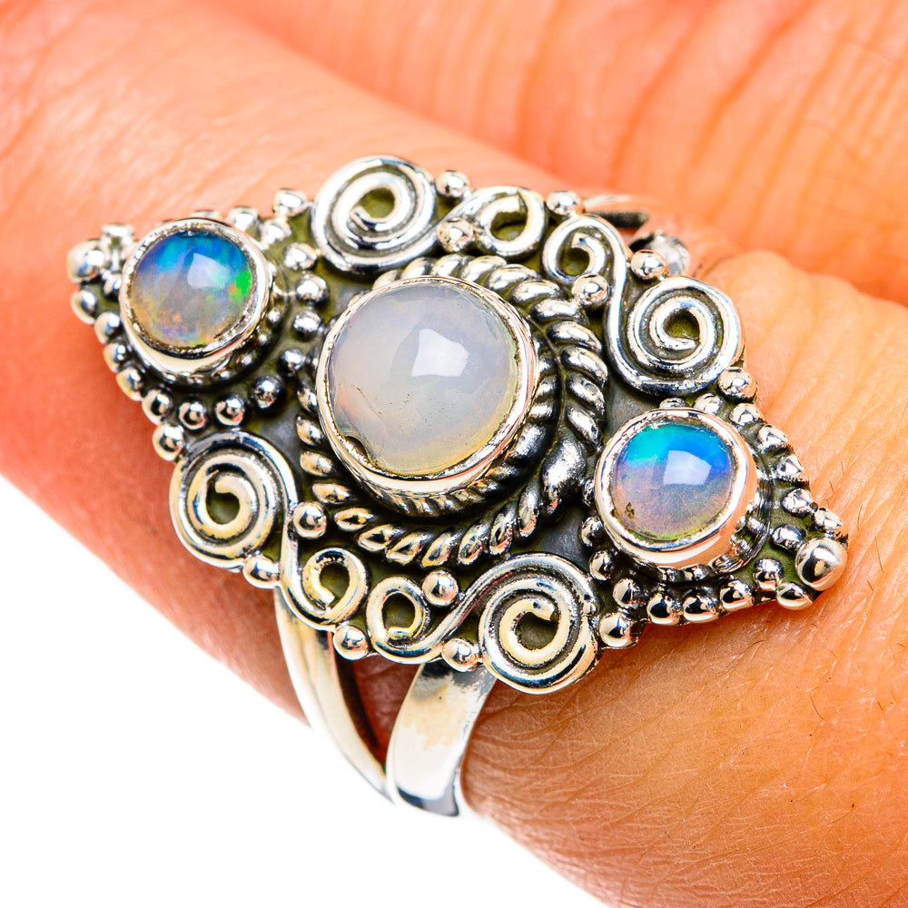 Rainbow Moonstone Rings handcrafted by Anasilvercos - RING80410