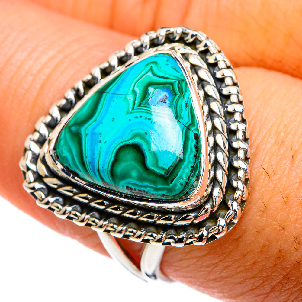Malachite In Chrysocolla Rings handcrafted by Anasilvercos - RING80419