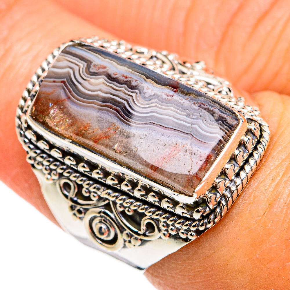 Lake Superior Agate Rings handcrafted by Anasilvercos - RING80472