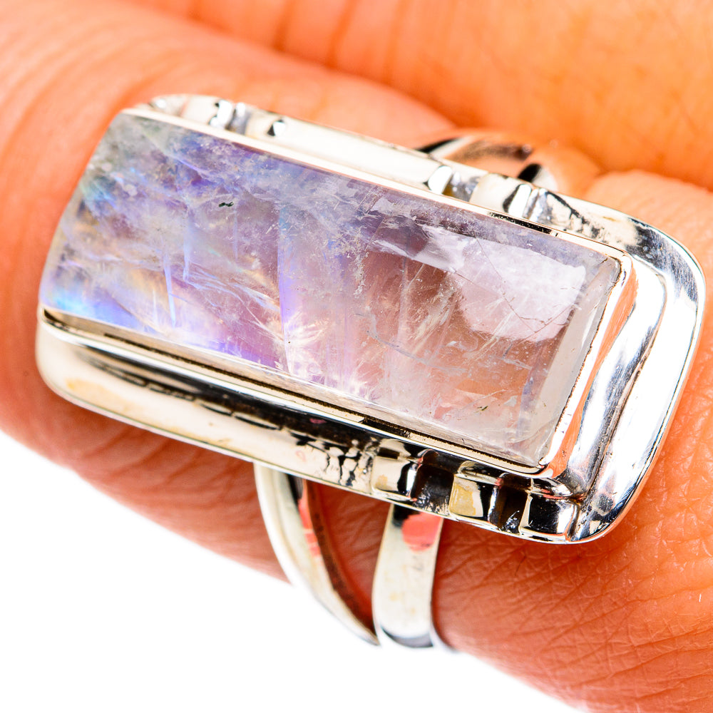 Rainbow Moonstone Rings handcrafted by Anasilvercos - RING80559