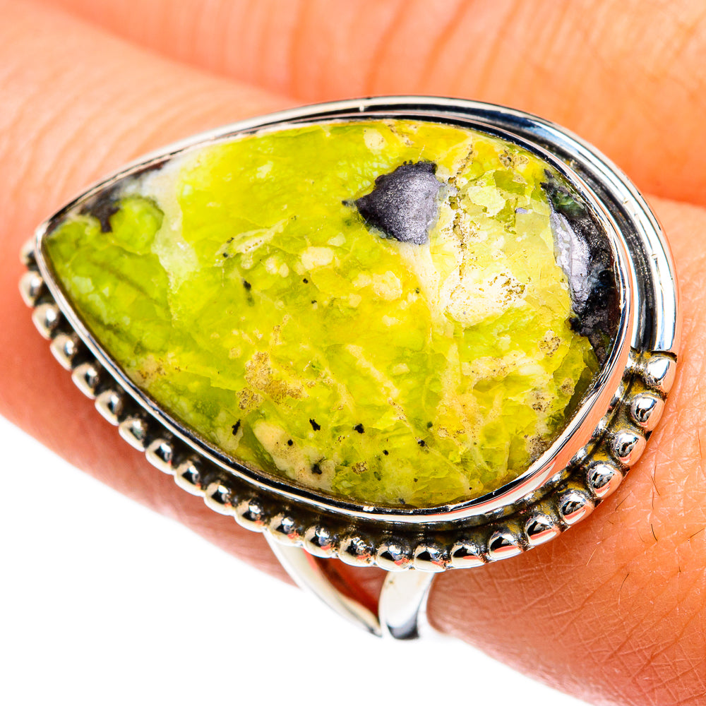 African Green Opal Rings handcrafted by Anasilvercos - RING80565