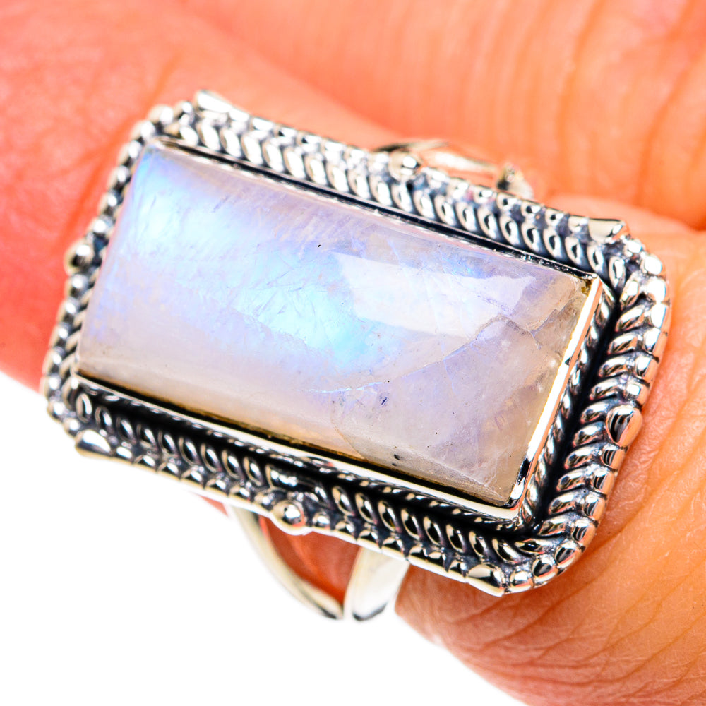 Rainbow Moonstone Rings handcrafted by Anasilvercos - RING80597