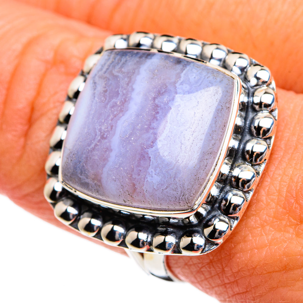 Blue Lace Agate Rings handcrafted by Anasilvercos - RING80598