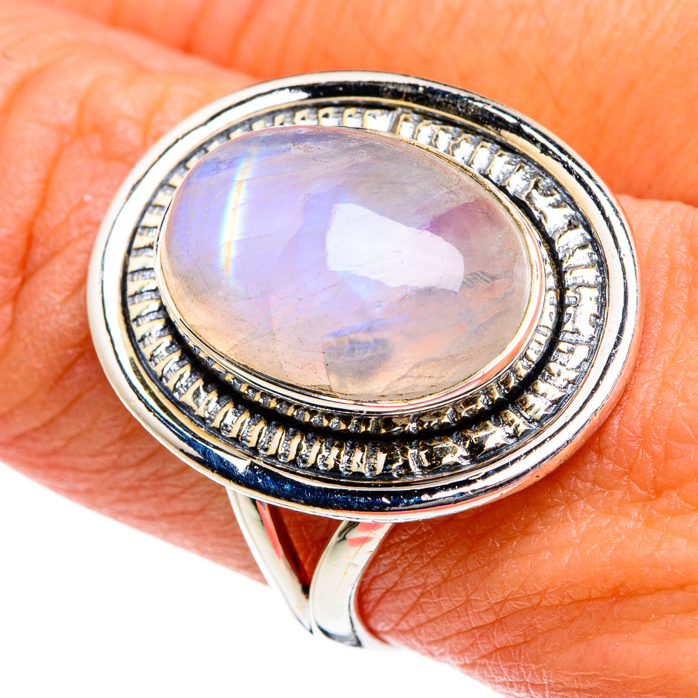 Rainbow Moonstone Rings handcrafted by Anasilvercos - RING80630