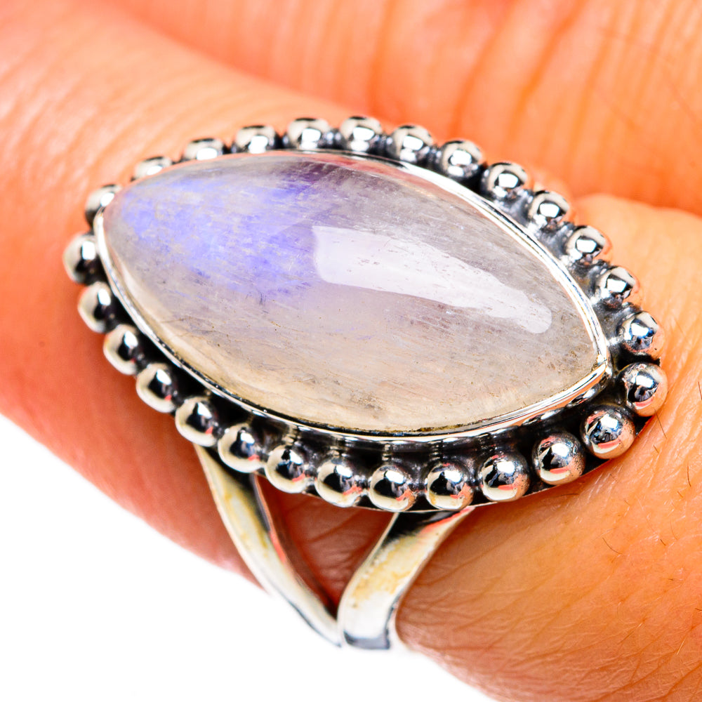 Rainbow Moonstone Rings handcrafted by Anasilvercos - RING80663