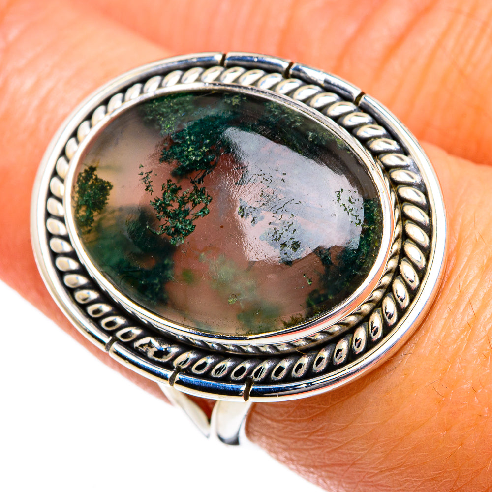 Green Moss Agate Rings handcrafted by Anasilvercos - RING80677