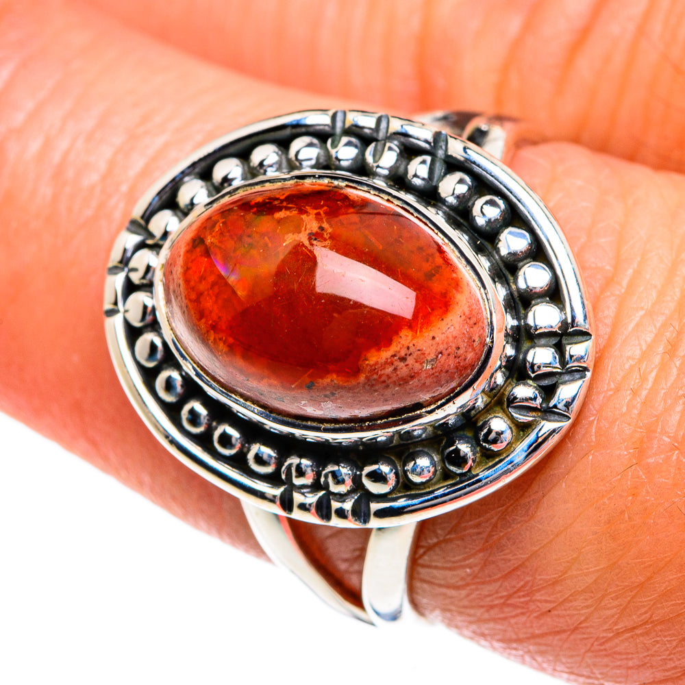 Mexican Fire Opal Rings handcrafted by Anasilvercos - RING80696