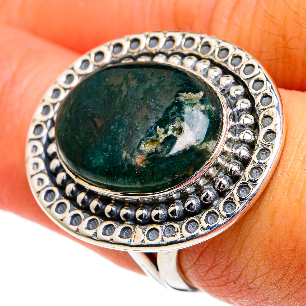 Green Moss Agate Rings handcrafted by Anasilvercos - RING80704
