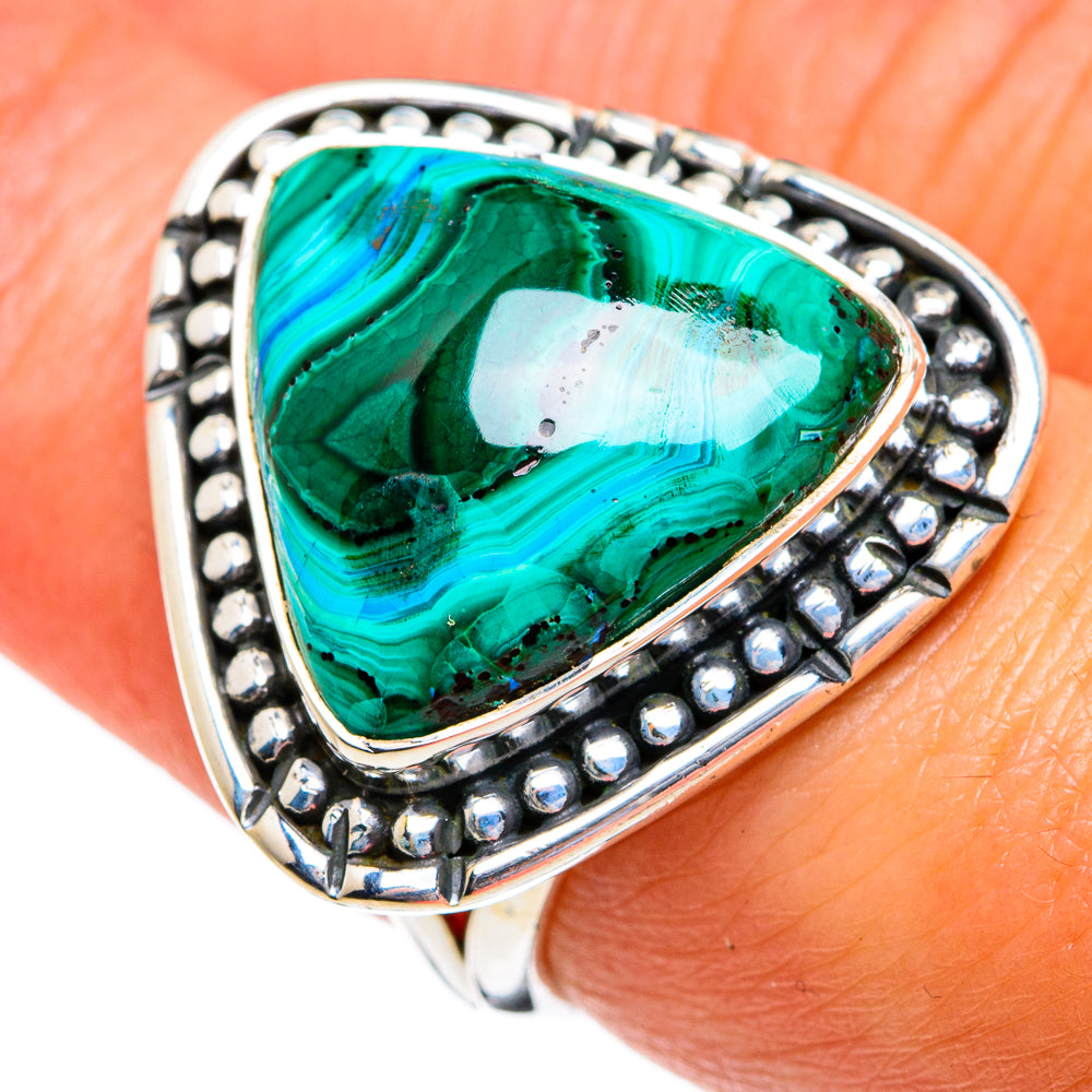 Malachite In Chrysocolla Rings handcrafted by Anasilvercos - RING80705