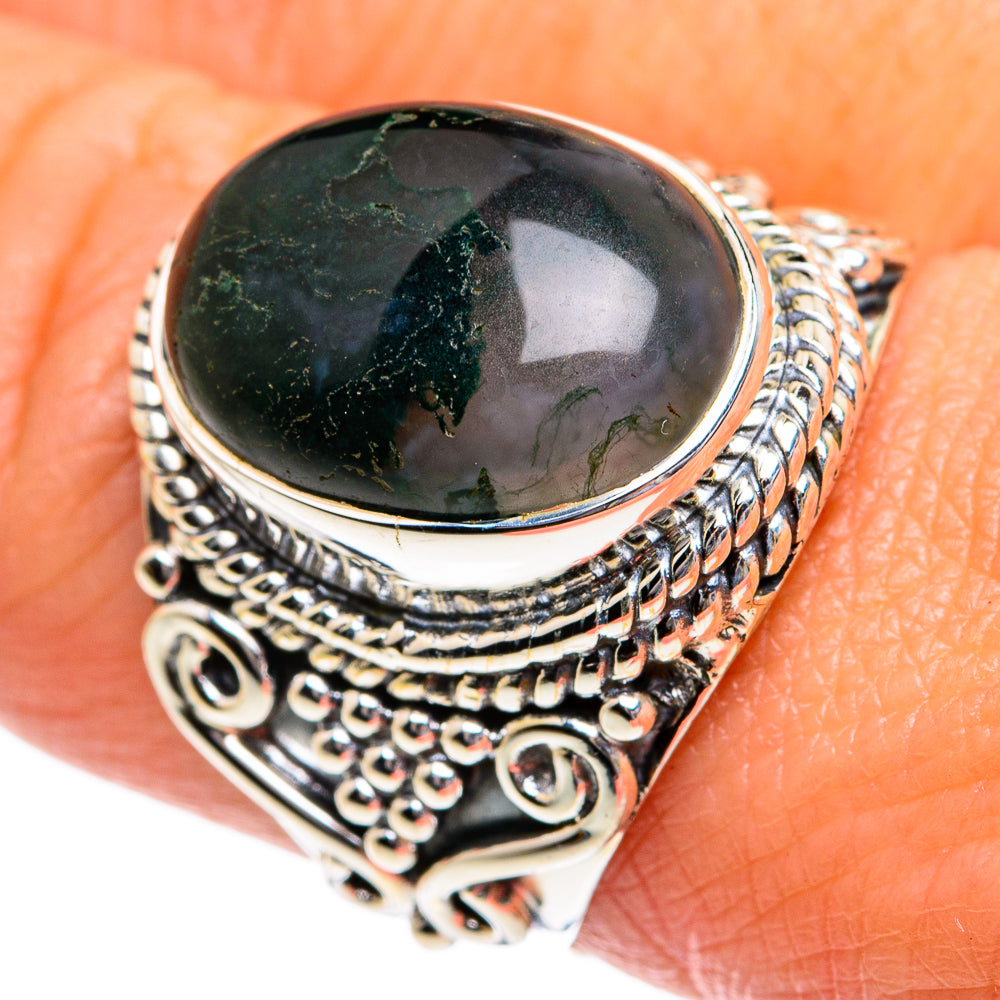 Green Moss Agate Rings handcrafted by Anasilvercos - RING80758