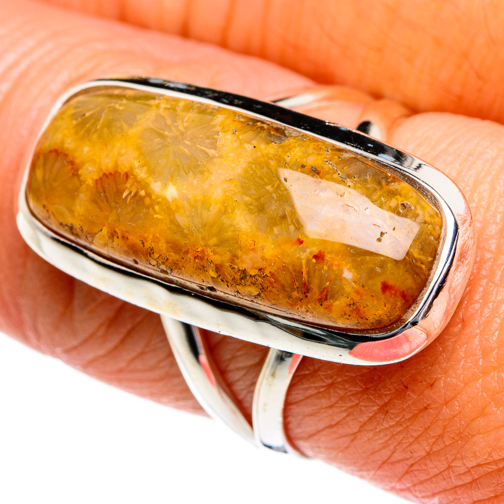 Fossil Coral Rings handcrafted by Anasilvercos - RING80761