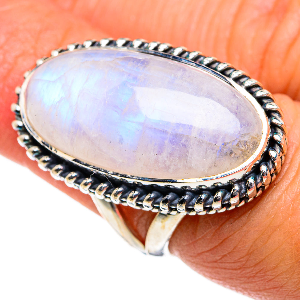 Rainbow Moonstone Rings handcrafted by Anasilvercos - RING80802