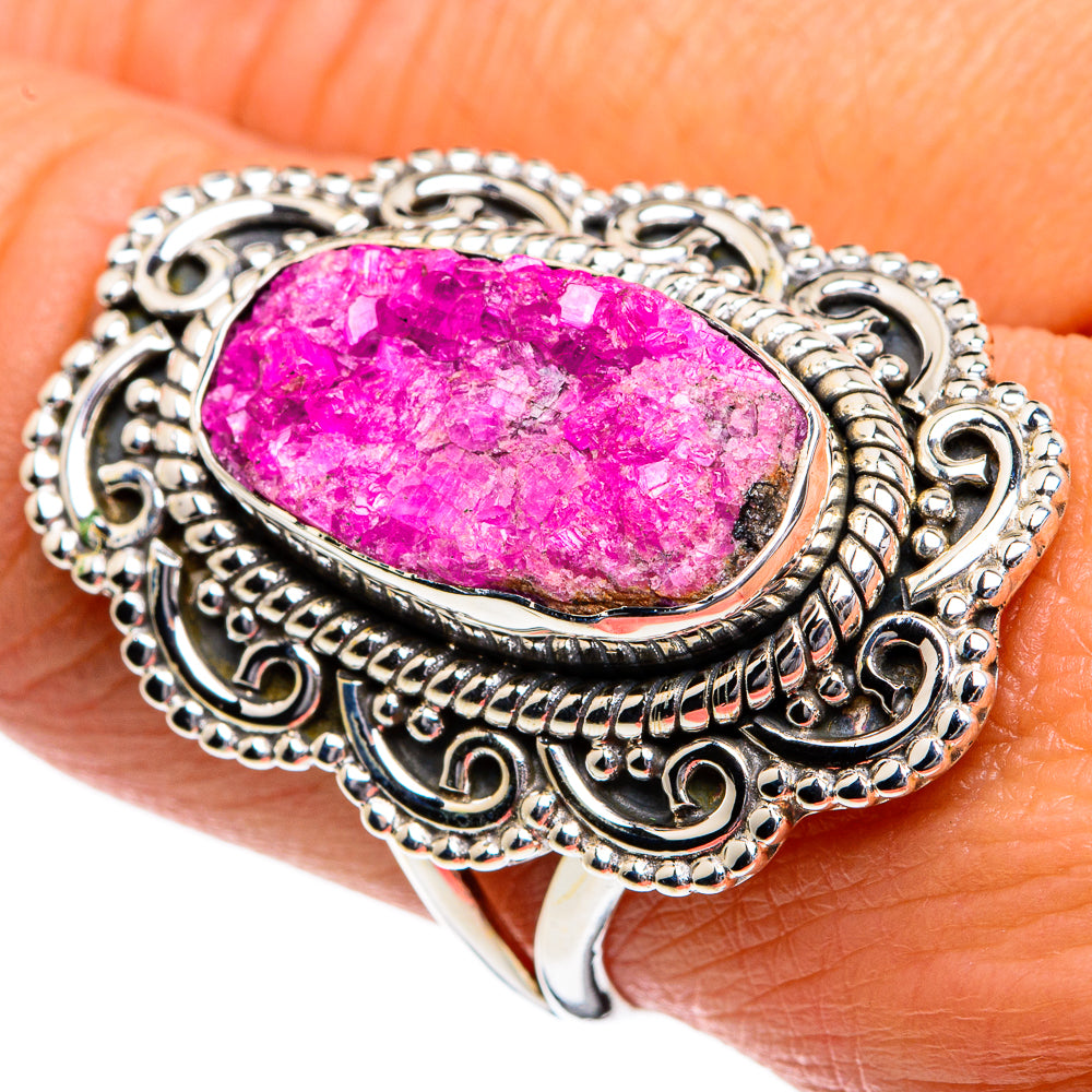 Pink Agate Druzy Rings handcrafted by Anasilvercos - RING80829