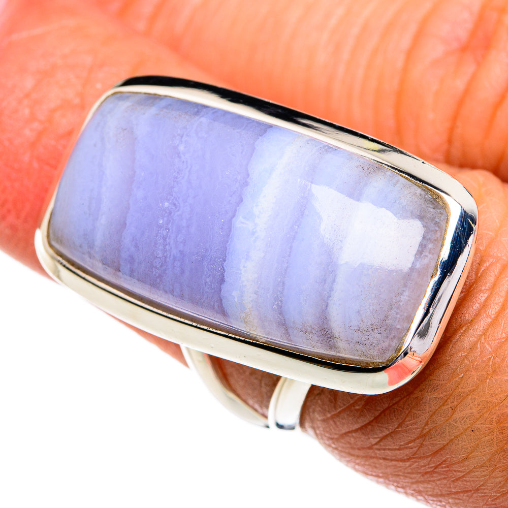 Blue Lace Agate Rings handcrafted by Anasilvercos - RING80866
