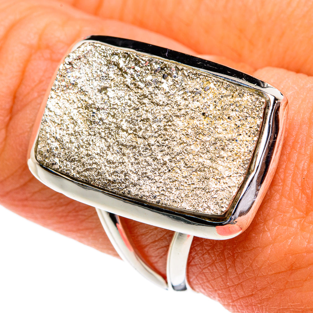 Spectro Pyrite Druzy Rings handcrafted by Anasilvercos - RING80892