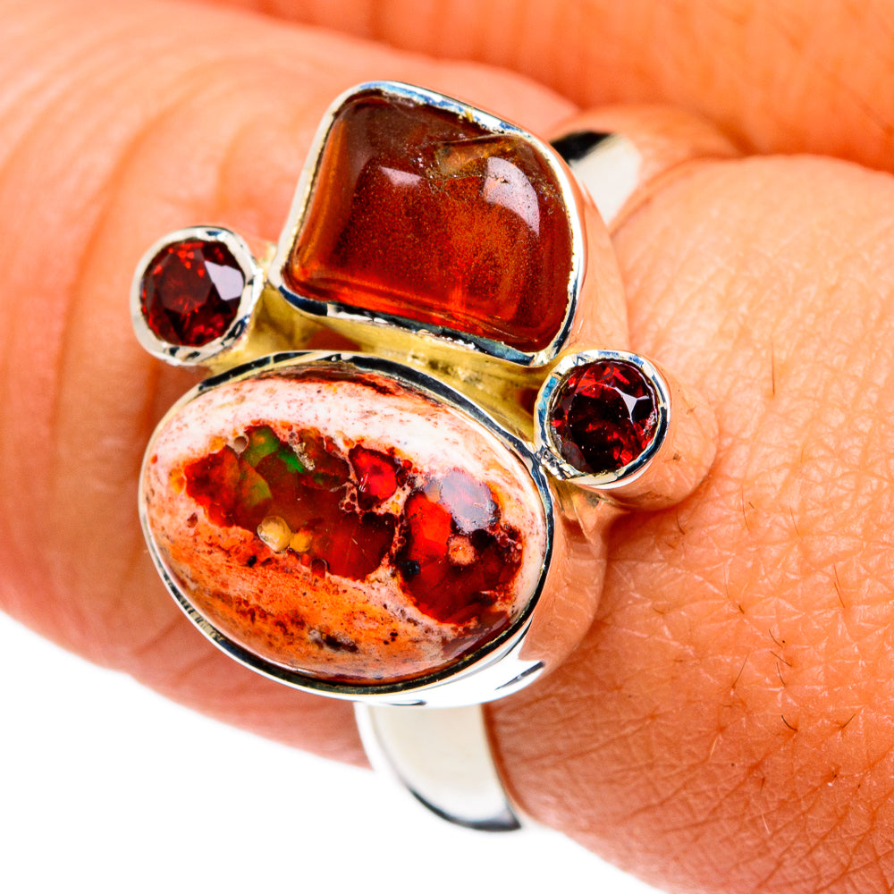 Mexican Fire Opal Rings handcrafted by Anasilvercos - RING80901